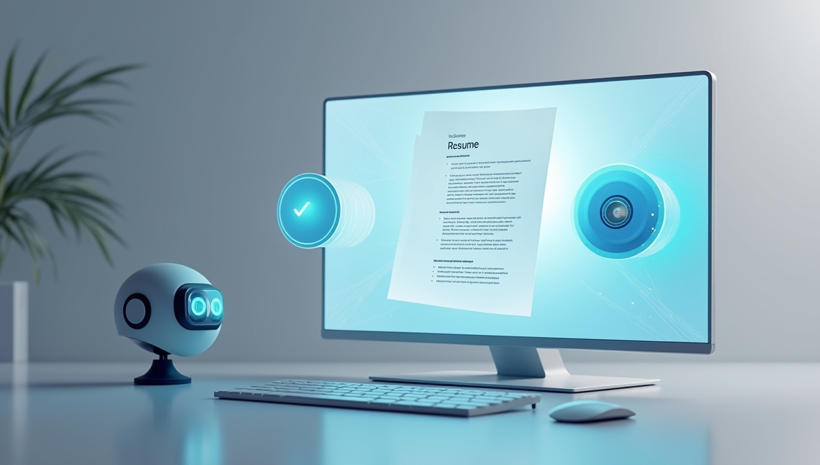 Digital resume created with AI on a computer screen