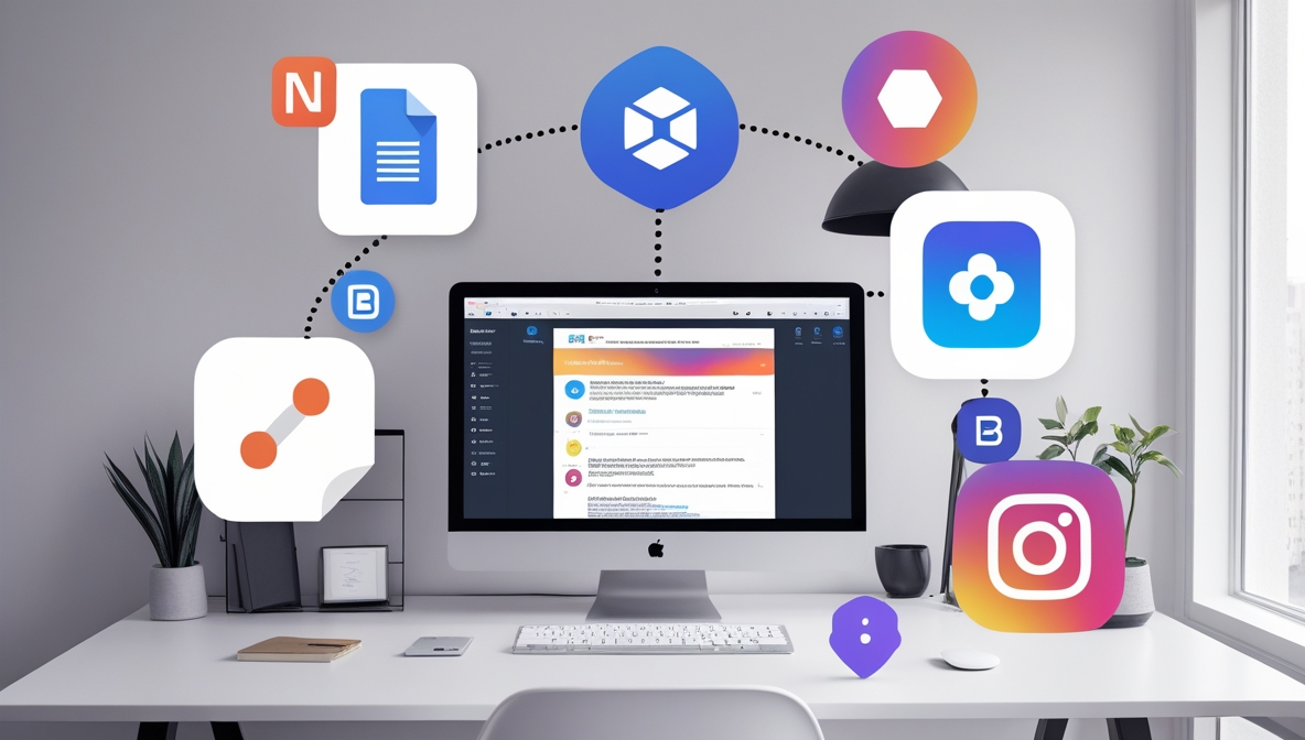 No-code dashboard automating content flow from Google Docs to Webflow and social media using Buffer