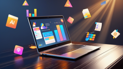 Laptop with AI and learning icons floating above